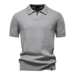 Open Placket Collar Polo T-shirt // Light grey (XS)