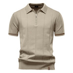 Zippered Paneled Polo T-shirt // Apricot (XS)