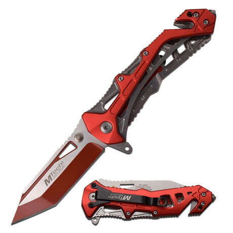 Spring Assisted Knife // MT-A997B // Tanto (Red)