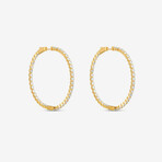 14k Yellow Gold + 4.00ct. Diamond Shared-Prong Oval Hoop Earrings