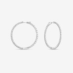 14k White Gold + 4.00ct. Diamond Shared-Prong Hoop Earrings