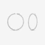 14k White Gold + 4.00ct. Diamond Shared-Prong Hoop Earrings