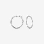 14k White Gold + 2.00ct. Diamond Shared-Prong Hoop Earrings