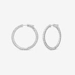 14k White Gold + 3.00ct. Diamond Round Hoop Earrings
