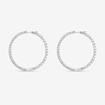 14k White Gold + 4.00ct. Diamond Shared-Prong Hoop Earrings