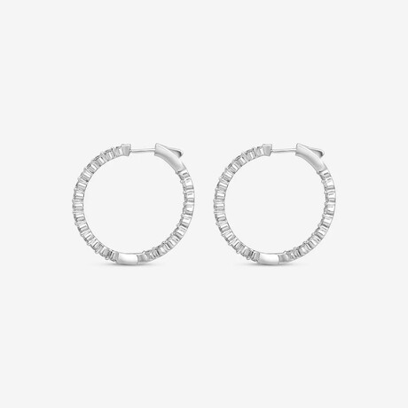 14k White Gold + 2.00ct. Diamond Shared-Prong Hoop Earrings