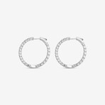 14k White Gold + 2.00ct. Diamond Shared-Prong Hoop Earrings