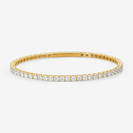 14k Yellow Gold + 5.00ct. Diamond Flex Tennis Bangle Bracelet // 6.75"