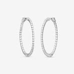 14k White Gold + 4.00ct. Diamond Oval Hoop Earrings