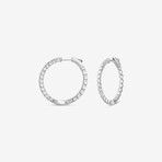 14k White Gold + 2.00ct. Diamond Shared-Prong Hoop Earrings