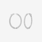 14k White Gold + 3.00ct. Diamond Oval Hoop Earrings