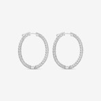 14k White Gold + 3.00ct. Diamond Oval Hoop Earrings