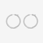 14k White Gold + 3.00ct. Diamond Round Hoop Earrings
