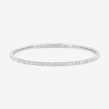 14k White Gold + 3.00ct. Diamond Flex Tennis Bangle Bracelet // 6.75"