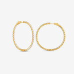 14k Yellow Gold + 4.00ct. Diamond Shared-Prong Oval Hoop Earrings