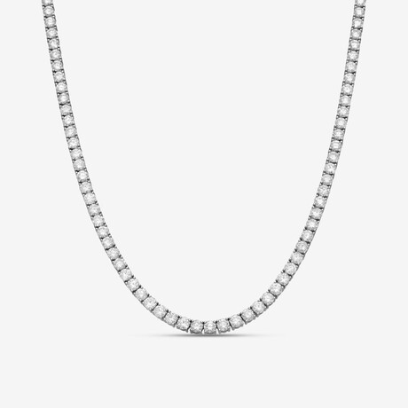 14k White Gold + 15.00ct. Diamond 4-Prong Tennis Necklace // 16"