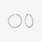 14k White Gold + 3.00ct. Diamond Round Hoop Earrings