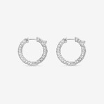 14k White Gold + 1.00ct. Diamond Round Hoop Earrings
