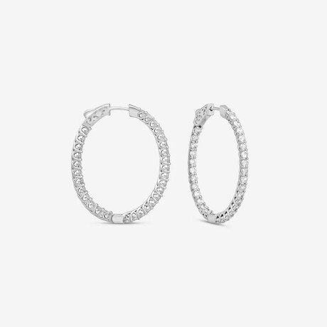 14k White Gold + 3.00ct. Diamond Oval Hoop Earrings