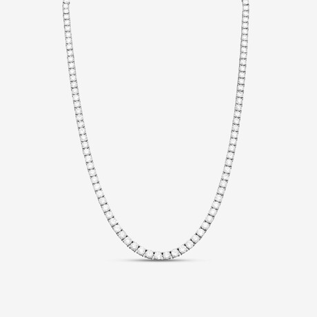 14k White Gold + 20.00ct. Diamond 4-Prong Tennis Necklace // 16"