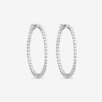 14k White Gold + 4.00ct. Diamond Oval Hoop Earrings