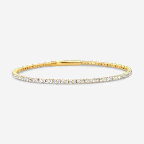 14k Yellow Gold + 2.00ct. Diamond Flex Tennis Bangle Bracelet // 6.75"