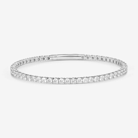14k White Gold + 5.00ct. Diamond Flex Tennis Bangle Bracelet // 6.75"