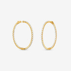 14k Yellow Gold + 4.00ct. Diamond Shared-Prong Oval Hoop Earrings