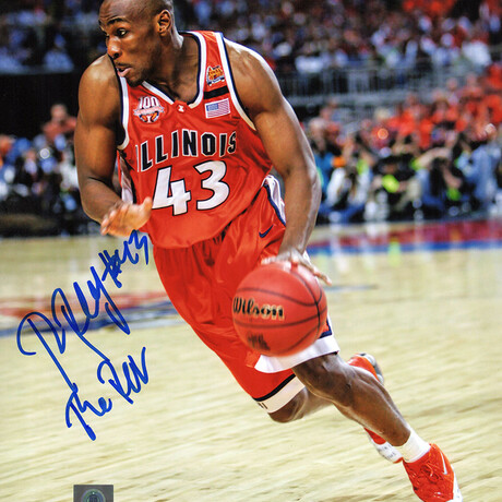 Roger Powell Jr. // IL Fighting Illini // Signed Orange Jersey Action 8x10 Photo w/The Rev