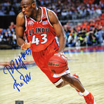 Roger Powell Jr. // IL Fighting Illini // Signed Orange Jersey Action 8x10 Photo w/The Rev