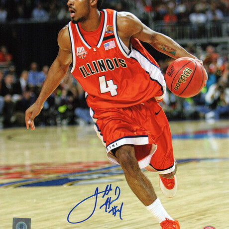 Luther Head // IL Fighting Illini // Signed Orange Jersey Action 8x10 Photo