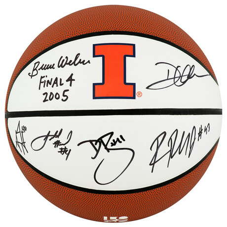 2005 Illinois Fighting Illini Team // Signed Illinois Logo Brands Basketball w/ (6-Sigs.) & 2005 Final 4