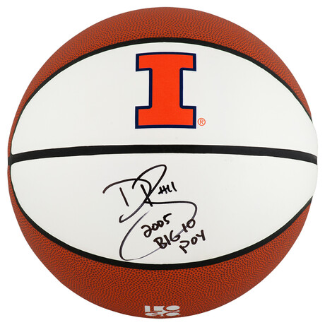 Dee Brown // IL Fighting Illini // Signed Logo Brand White Panel Basketball w/05 Big 10 POY