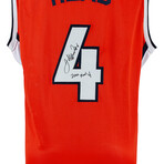 Luther Head // IL Fighting Illini // Signed Orange Custom College Basketball Jersey w/2005 Final 4