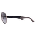 Men's // Ferragamo SF275SN-021 Aviator Sunglasses // Silver Grey + Grey Gradient