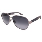 Men's // Ferragamo SF275SN-021 Aviator Sunglasses // Silver Grey + Grey Gradient