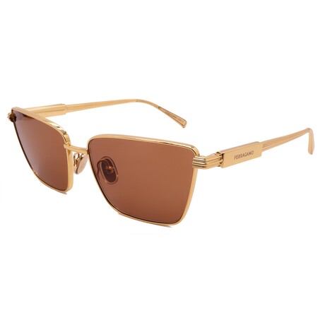 Men's // Ferragamo SF331S-745 Pilot Sunglasses // Gold + Brown