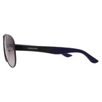 Men's // Ferragamo SF275SN 002 Aviator Sunglasses // Matte Black Blue + Grey Gradient