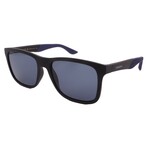 Men's // Ferragamo SF1028SN 002 Square Sunglasses // Matte Black Blue + Blue