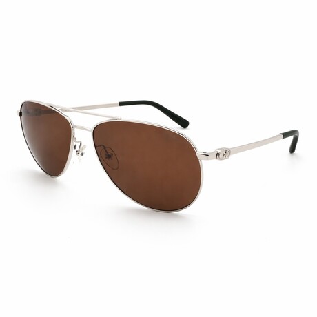 Men's // Ferragamo SF157S 045 Aviator Sunglasses // Silver + Brown Gradient