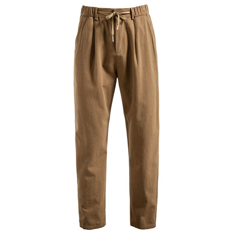 Relaxed Fit Drawstring Pants // Khaki (XS)