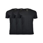 Semi-Fitted Crew Neck T-Shirt // Black // Pack of 3 (M)