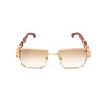 Men's // High Street Full Rim Square Wood // 18KT Gold + Brown + Gradient Brown