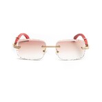 Men's // Drone 6 Wood // 18KT Gold + Red + Gradient Brown