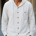 Button Down Long Sleeve Hoodie  // White (XS)