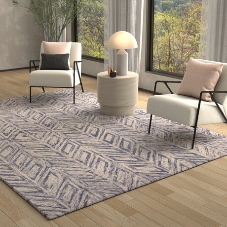 Gramercy Heather Herringbone Hand Tufted Area Rug // Blue (27" x 45")