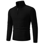 Quarter-Zip Solid Pullover // Black (XS)