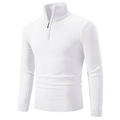 Quarter-Zip Solid Pullover // White (XS)