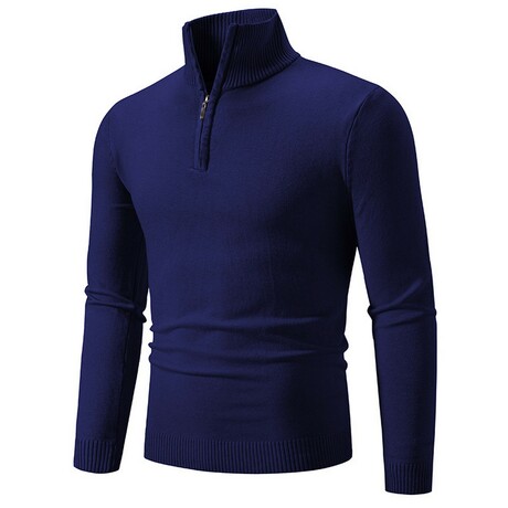 Quarter-Zip Solid Pullover // Navy Blue (XS)
