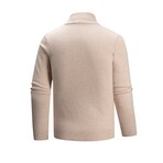 Quarter Zip-Up Cable-Knit Sweater // Apricot (XS)